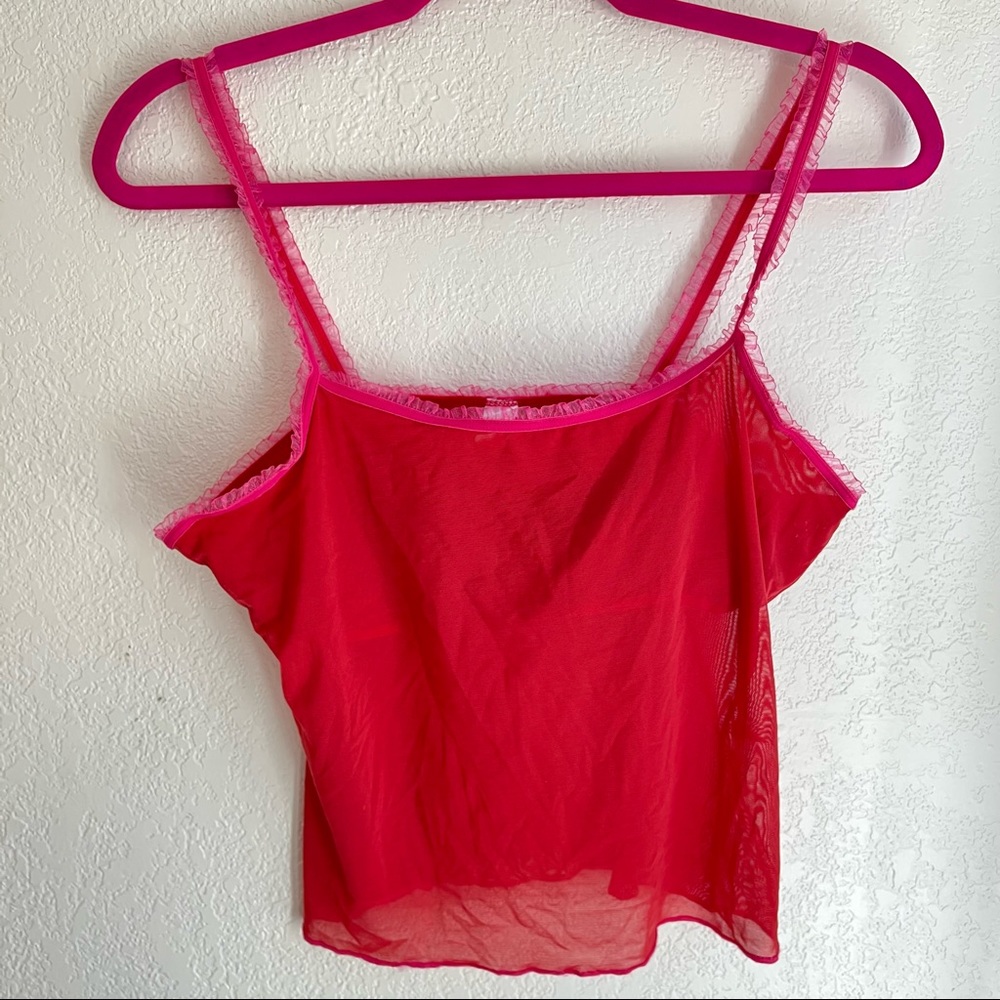 Sheer Camisole Top Red Pink Vintage Y2K Lingerie Intimates Sleepwear Pajamas